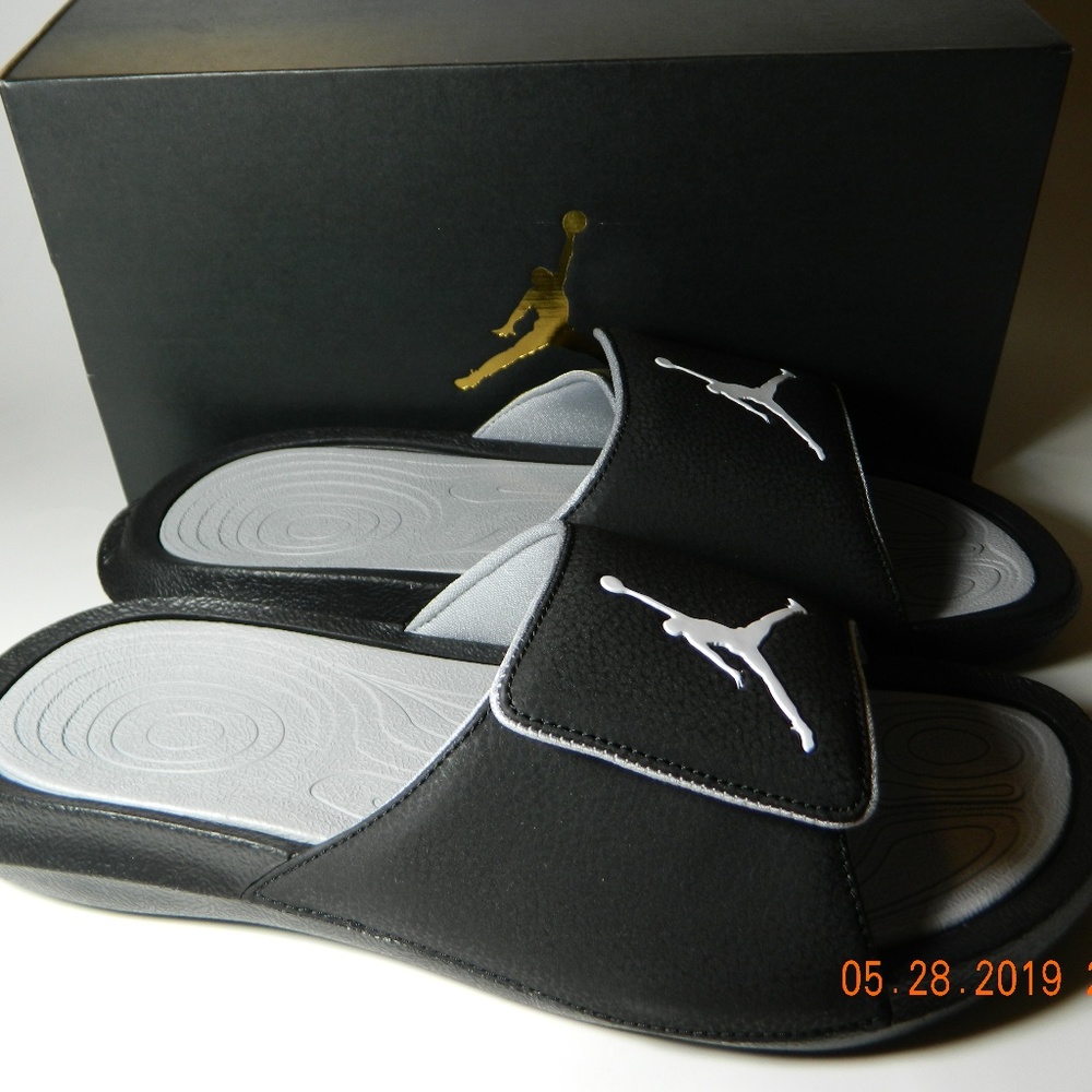 Mens Jordan Hydro 6 881473-011 Black/White Wolf Gr